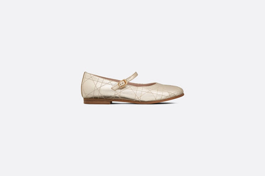 Kid's Ballet Flat • Gold-Tone Cannage Calfskin