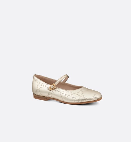 Kid's Ballet Flat • Gold-Tone Cannage Calfskin