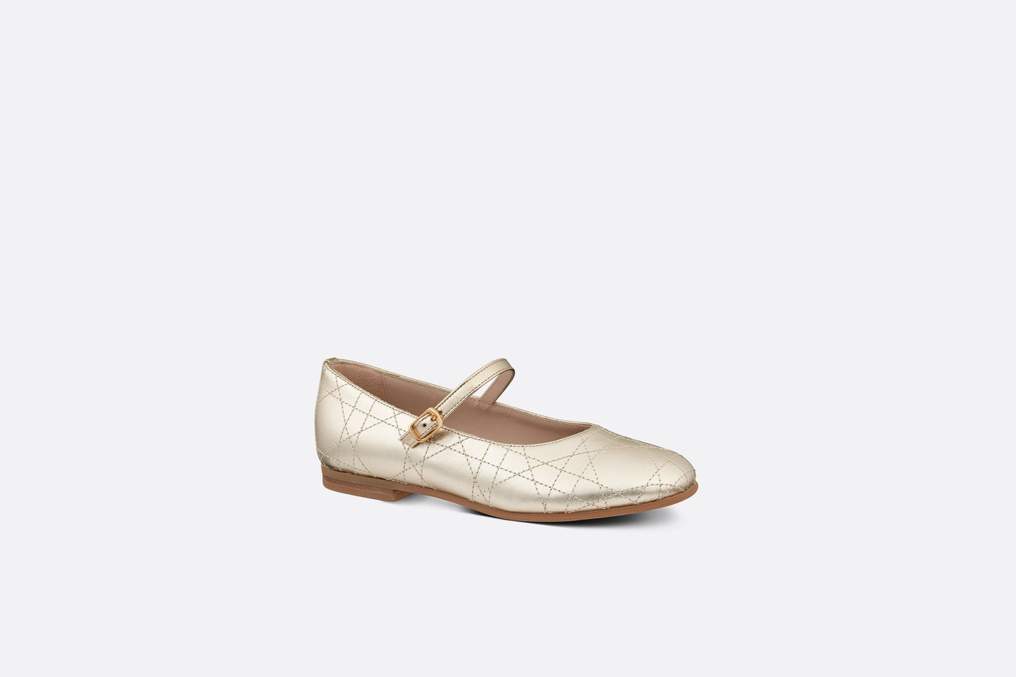 Kid's Ballet Flat • Gold-Tone Cannage Calfskin