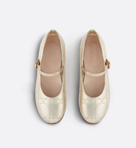 Kid's Ballet Flat • Gold-Tone Cannage Calfskin