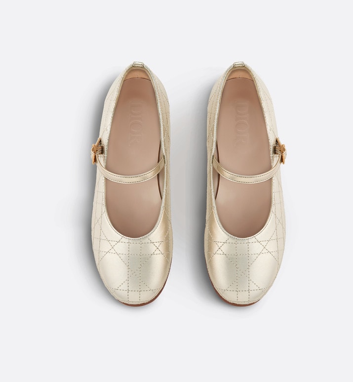 Kid's Ballet Flat • Gold-Tone Cannage Calfskin