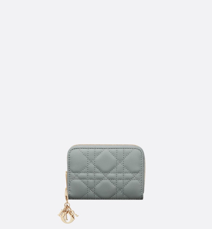 Small Lady Dior Voyageur Coin Purse • Cloud Blue Cannage Lambskin