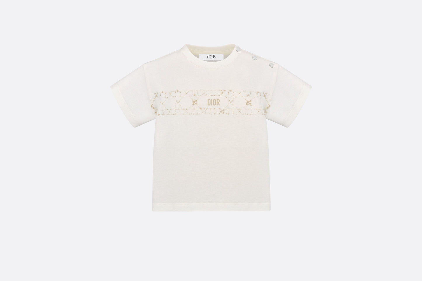 Baby T-Shirt • Ivory Cotton Jersey with Pale Gold-Tone Cannage Motif