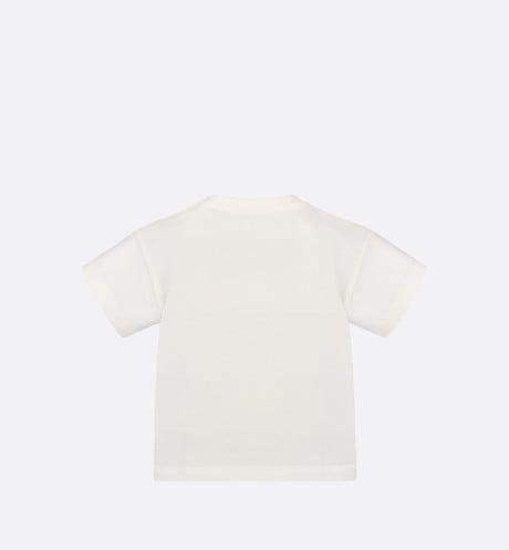 Baby T-Shirt • Ivory Cotton Jersey with Pale Gold-Tone Cannage Motif