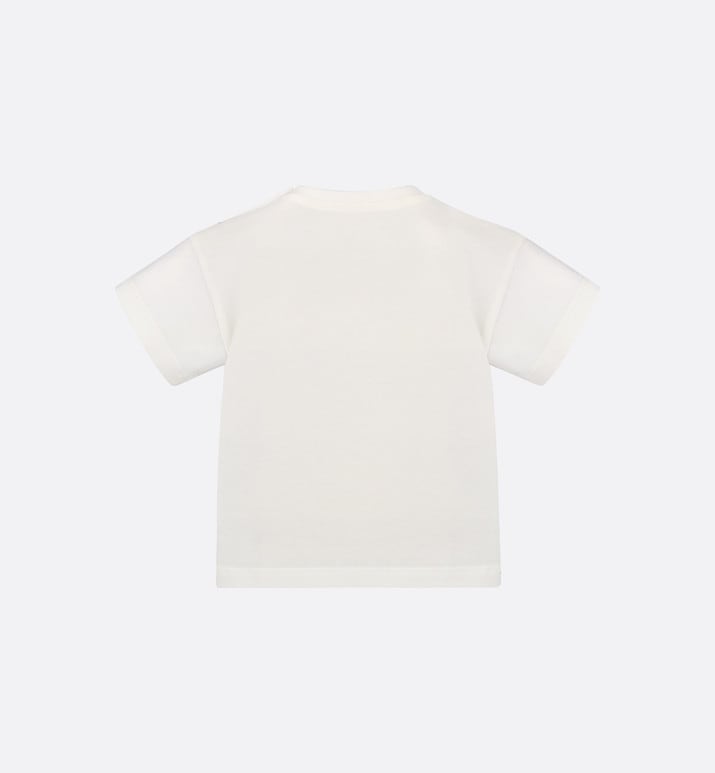 Baby T-Shirt • Ivory Cotton Jersey with Pale Gold-Tone Cannage Motif