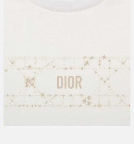 Baby T-Shirt • Ivory Cotton Jersey with Pale Gold-Tone Cannage Motif