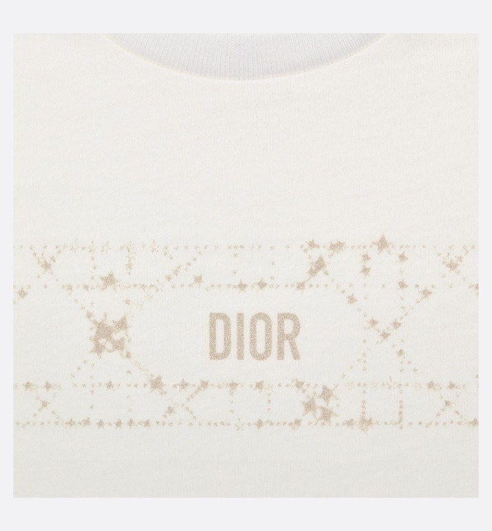 Baby T-Shirt • Ivory Cotton Jersey with Pale Gold-Tone Cannage Motif