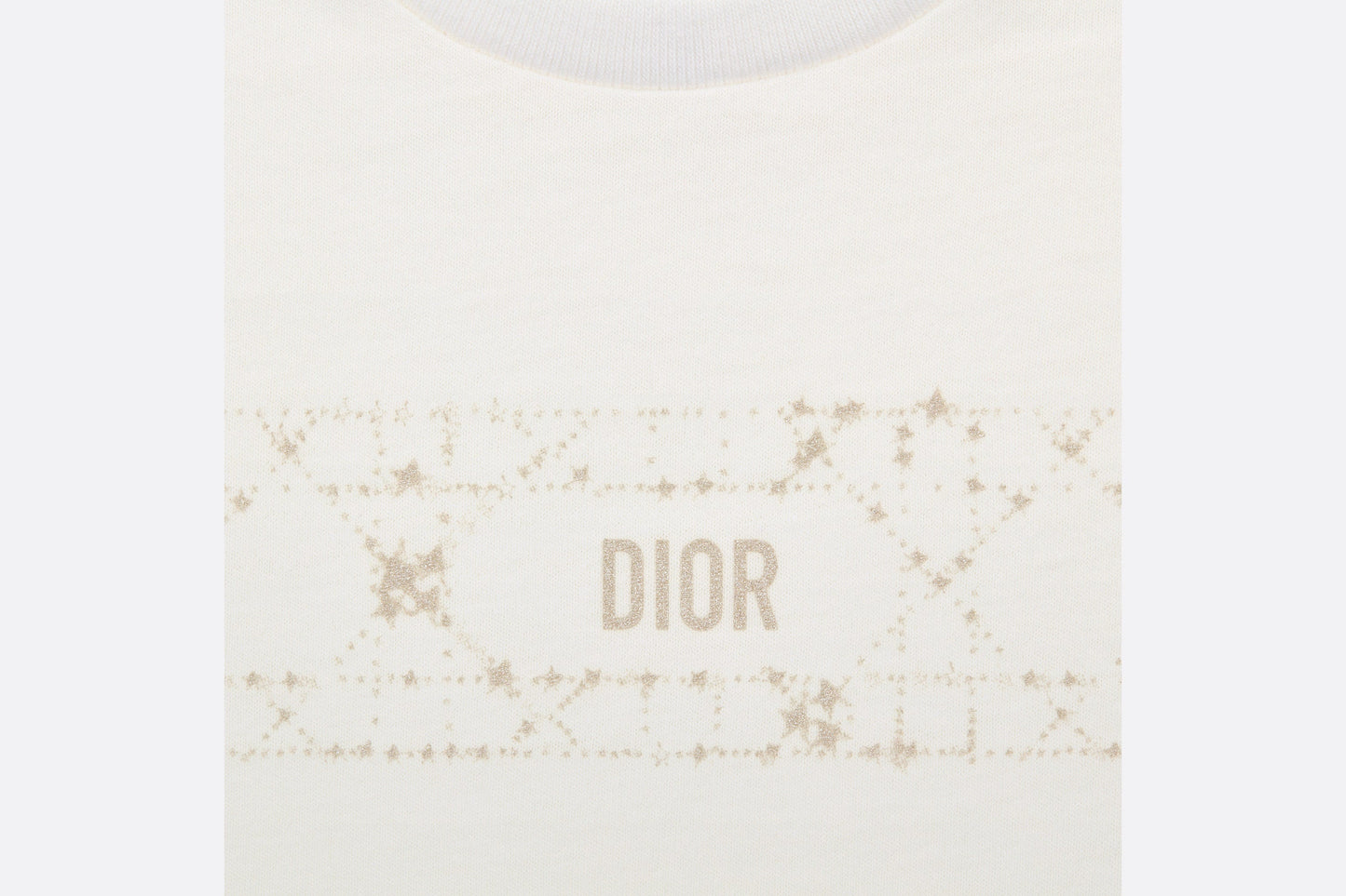 Baby T-Shirt • Ivory Cotton Jersey with Pale Gold-Tone Cannage Motif