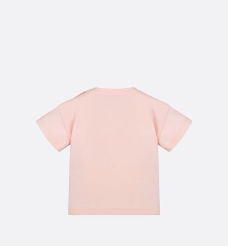 Baby T-Shirt • Pale Pink Cotton Jersey with Pale Gold-Tone Cannage Motif