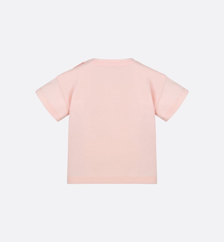 Baby T-Shirt • Pale Pink Cotton Jersey with Pale Gold-Tone Cannage Motif