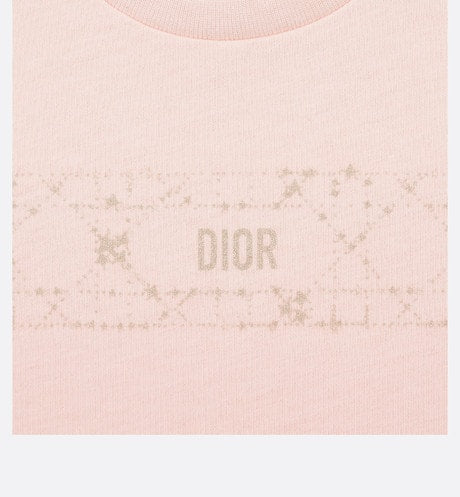 Baby T-Shirt • Pale Pink Cotton Jersey with Pale Gold-Tone Cannage Motif