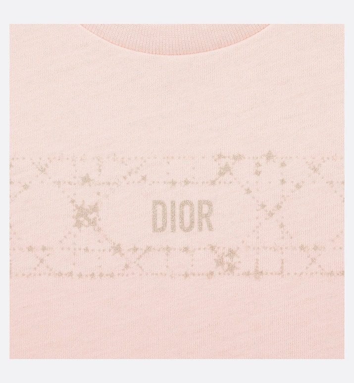 Baby T-Shirt • Pale Pink Cotton Jersey with Pale Gold-Tone Cannage Motif