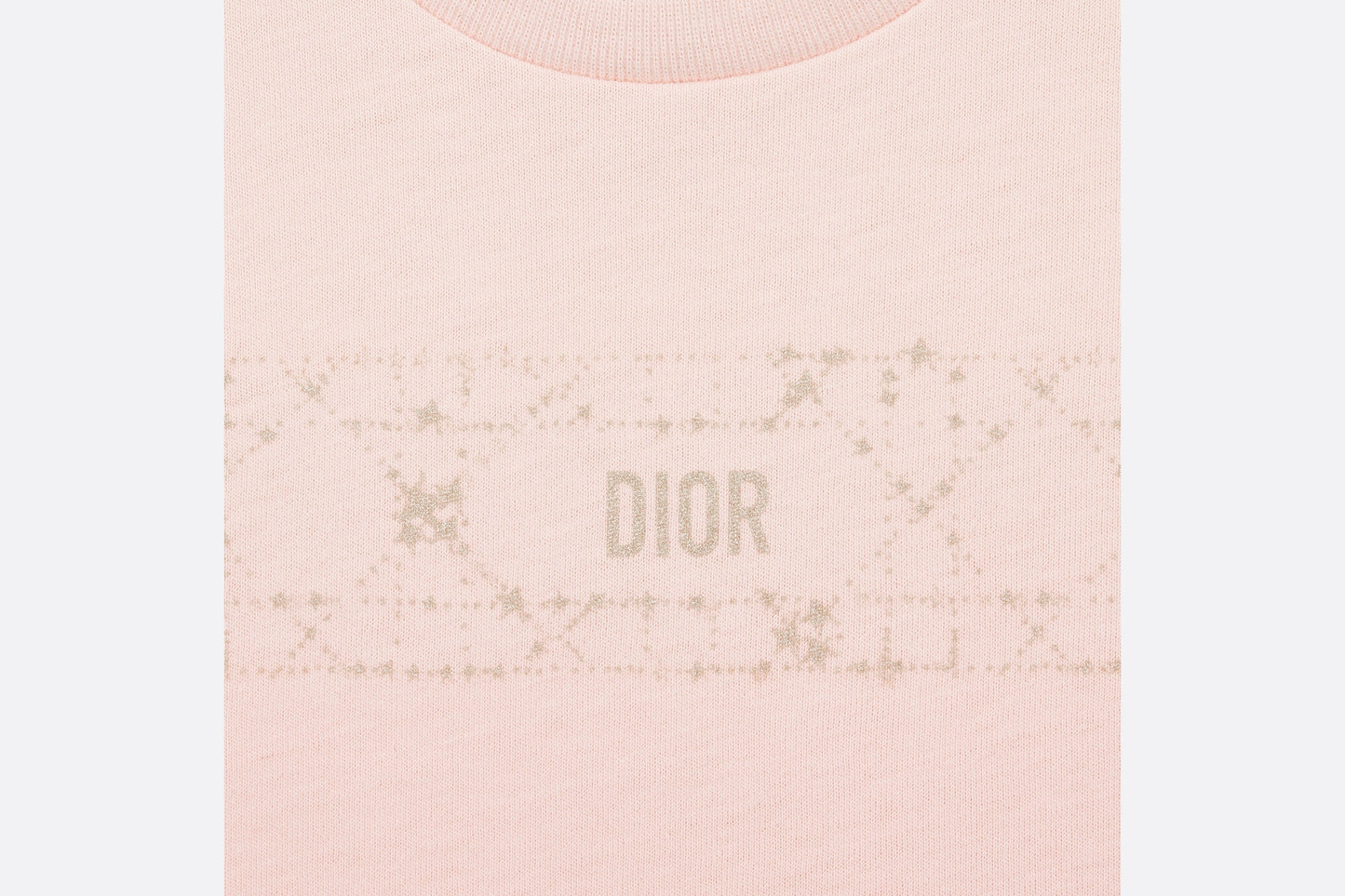 Baby T-Shirt • Pale Pink Cotton Jersey with Pale Gold-Tone Cannage Motif
