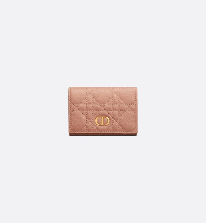Dior Caro XS Wallet • Rose Des Vents Supple Cannage Calfskin