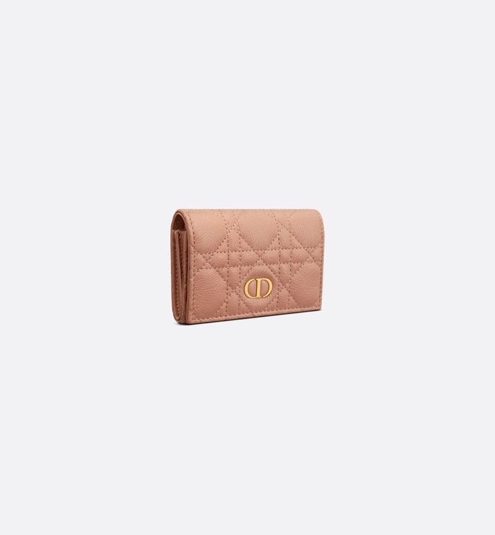 Dior Caro XS Wallet • Rose Des Vents Supple Cannage Calfskin