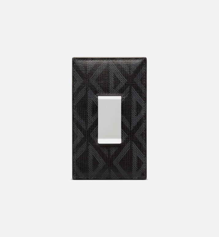 Card Holder with Bill Clip • Black CD Diamond Canvas