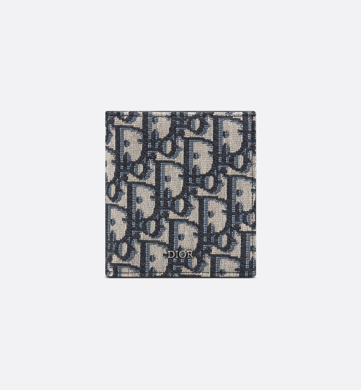 Compact Vertical Wallet • Beige and Black Dior Oblique Jacquard