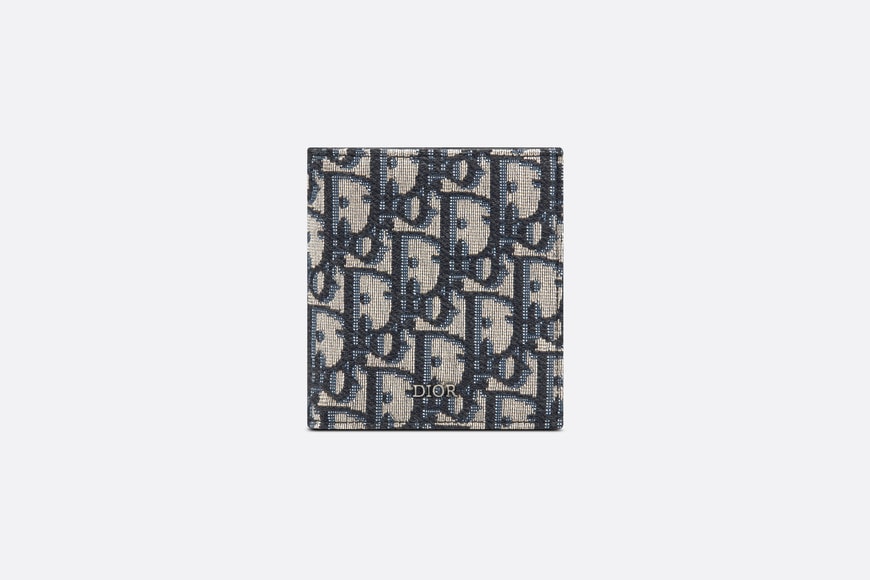 Compact Vertical Wallet • Beige and Black Dior Oblique Jacquard