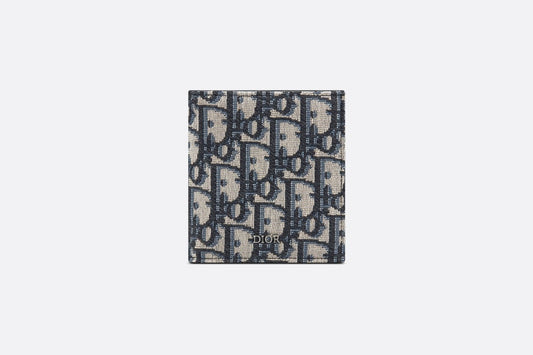 Compact Vertical Wallet • Beige and Black Dior Oblique Jacquard