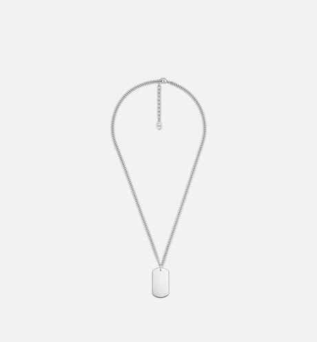 CD Couture Plate Pendant Necklace • Silver-Finish Brass