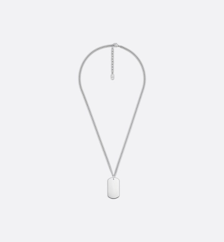 CD Couture Plate Pendant Necklace • Silver-Finish Brass