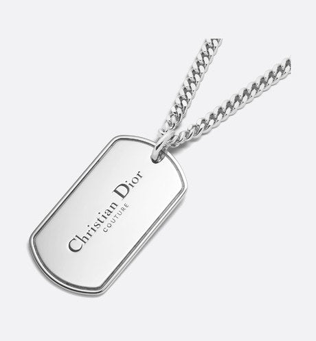 CD Couture Plate Pendant Necklace • Silver-Finish Brass