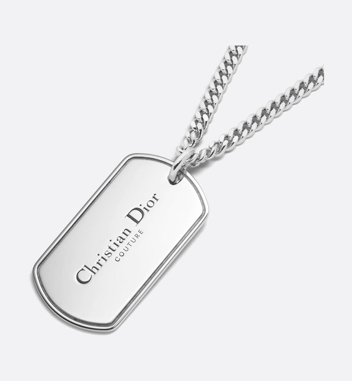 CD Couture Plate Pendant Necklace • Silver-Finish Brass