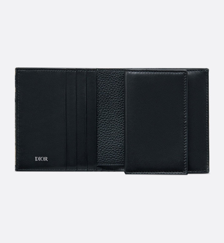 Compact Vertical Wallet • Black Dior Oblique Jacquard