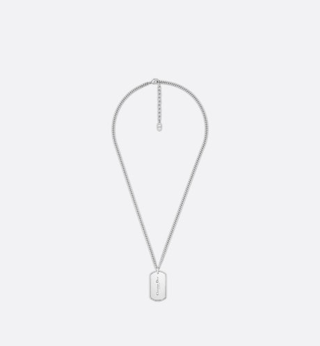 CD Couture Plate Pendant Necklace • Silver-Finish Brass