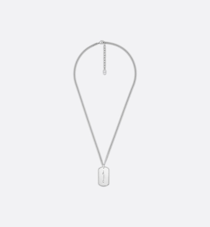 CD Couture Plate Pendant Necklace • Silver-Finish Brass