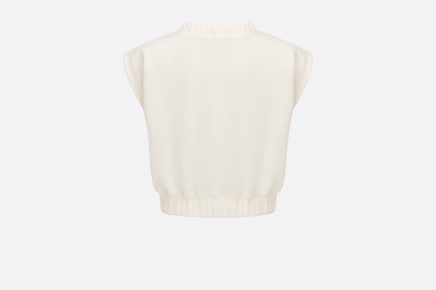 Kid's Sleeveless Cropped T-Shirt • Ivory Cotton-Blend Fleece with Pale Gold-Tone Cannage Motif