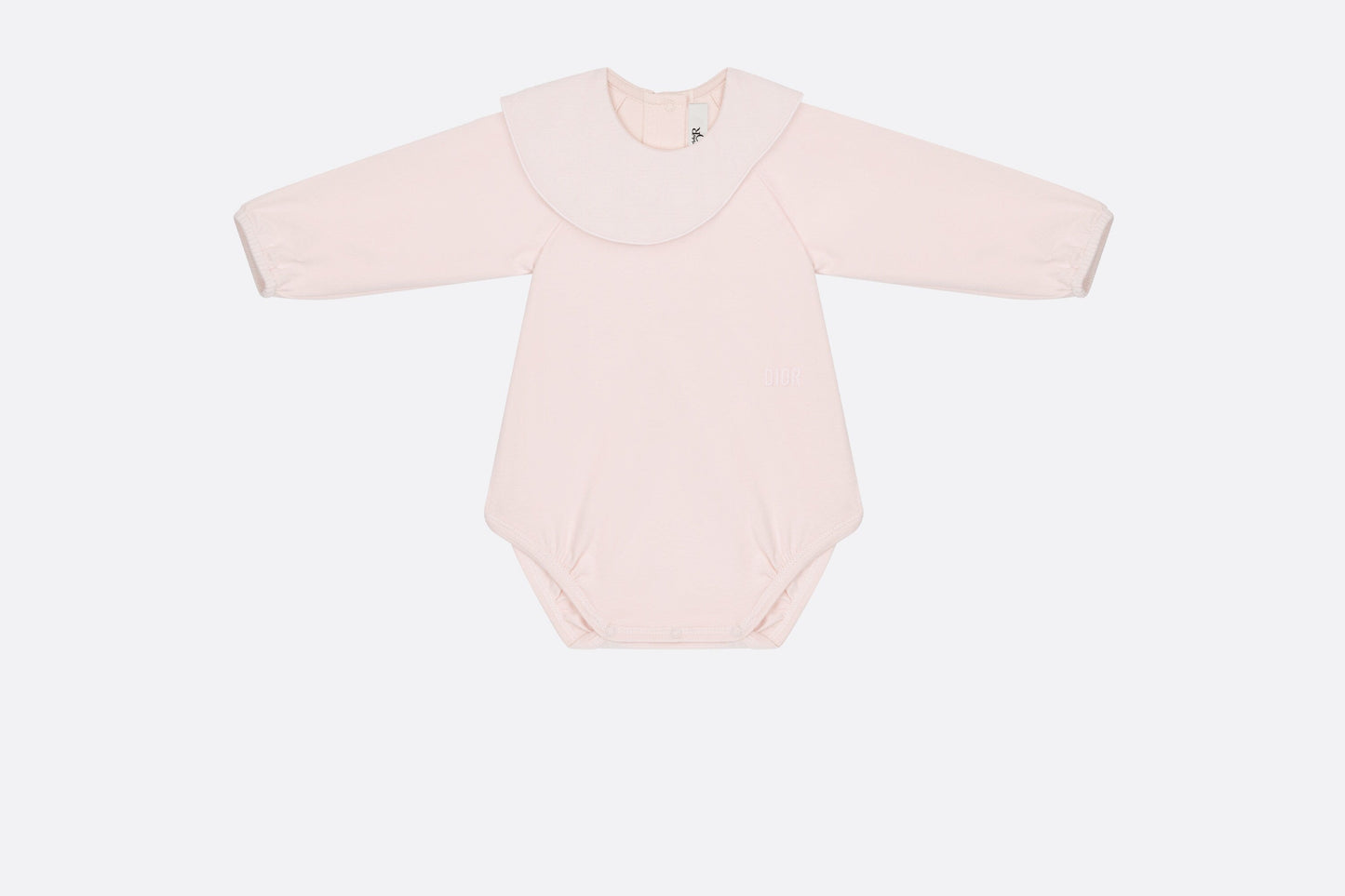 Baby Long-Sleeved Onesie • Pale Pink Cannage Jersey and Cotton Voile