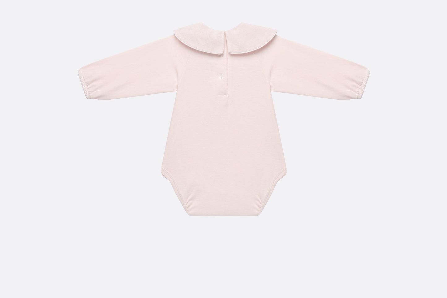 Baby Long-Sleeved Onesie • Pale Pink Cannage Jersey and Cotton Voile