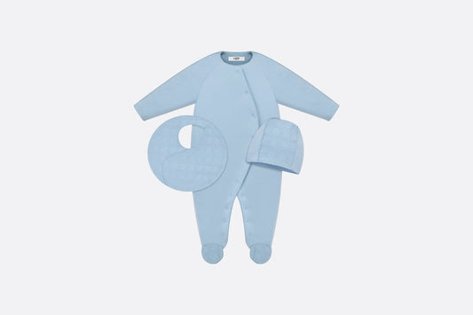 Newborn Gift Set • Sky Blue Cannage Jersey and Cotton Voile