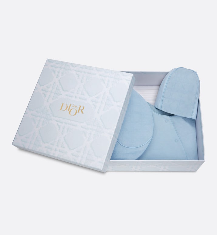 Newborn Gift Set • Sky Blue Cannage Jersey and Cotton Voile