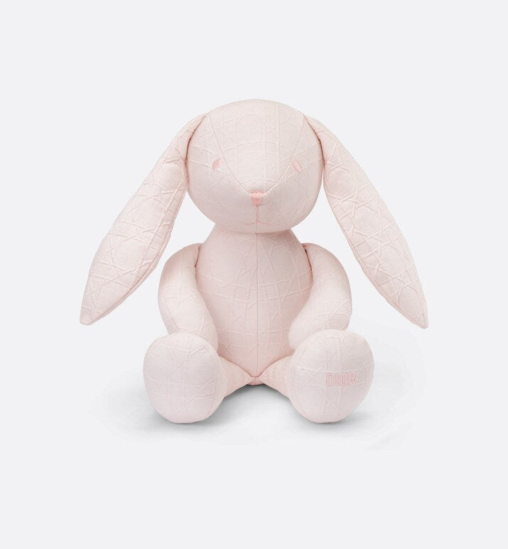 Rabbit Stuffed Toy • Pale Pink Cannage Cotton Canvas
