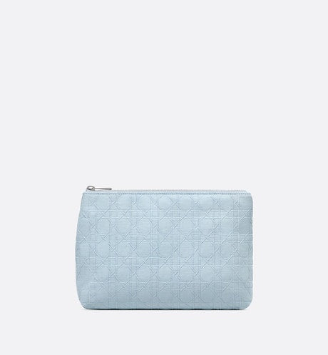 Zipped Pouch • Sky Blue Cannage Cotton Canvas