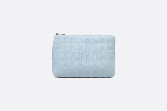 Zipped Pouch • Sky Blue Cannage Cotton Canvas