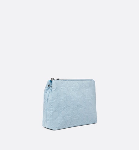 Zipped Pouch • Sky Blue Cannage Cotton Canvas