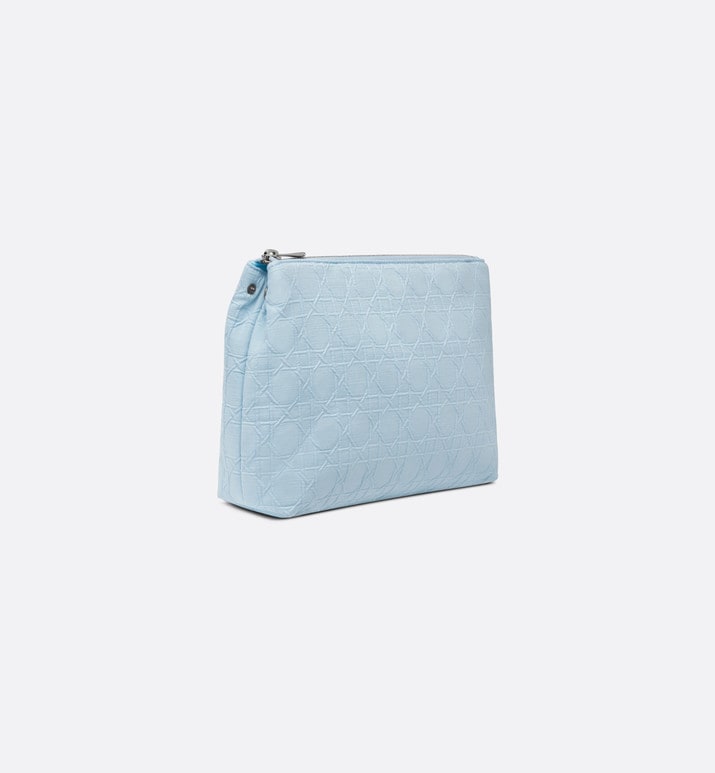 Zipped Pouch • Sky Blue Cannage Cotton Canvas