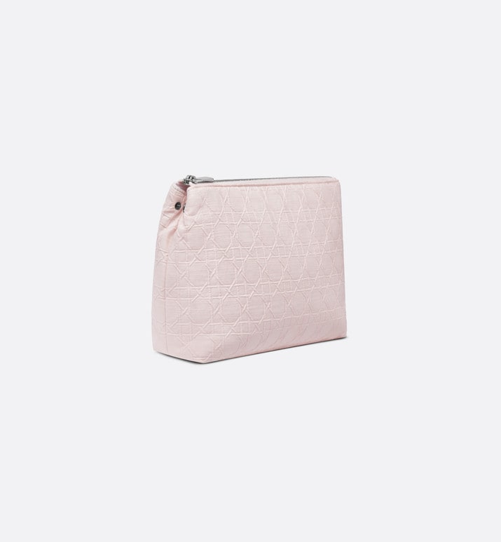 Zipped Pouch • Pale Pink Cannage Cotton Canvas