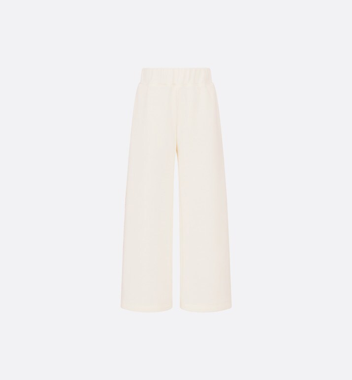 Kid's Loose Pants • Ivory Cotton-Blend Fleece with Pale Gold-Tone Cannage Motif