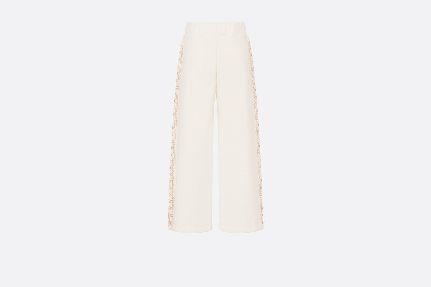 Kid's Loose Pants • Ivory Cotton-Blend Fleece with Pale Gold-Tone Cannage Motif