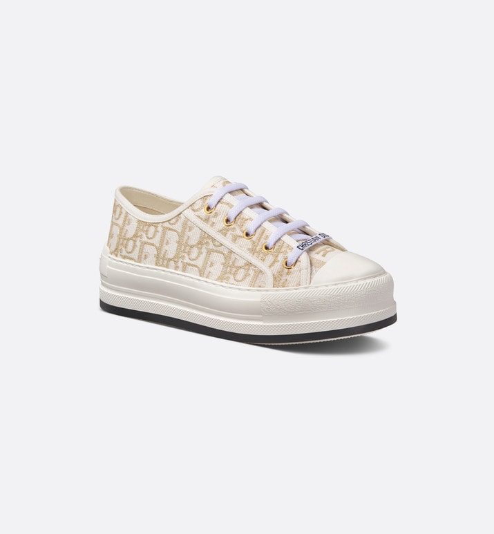 Walk'n'Dior Platform Sneaker • Gold-Tone Dior Oblique Cotton with Metallic Thread Embroidery