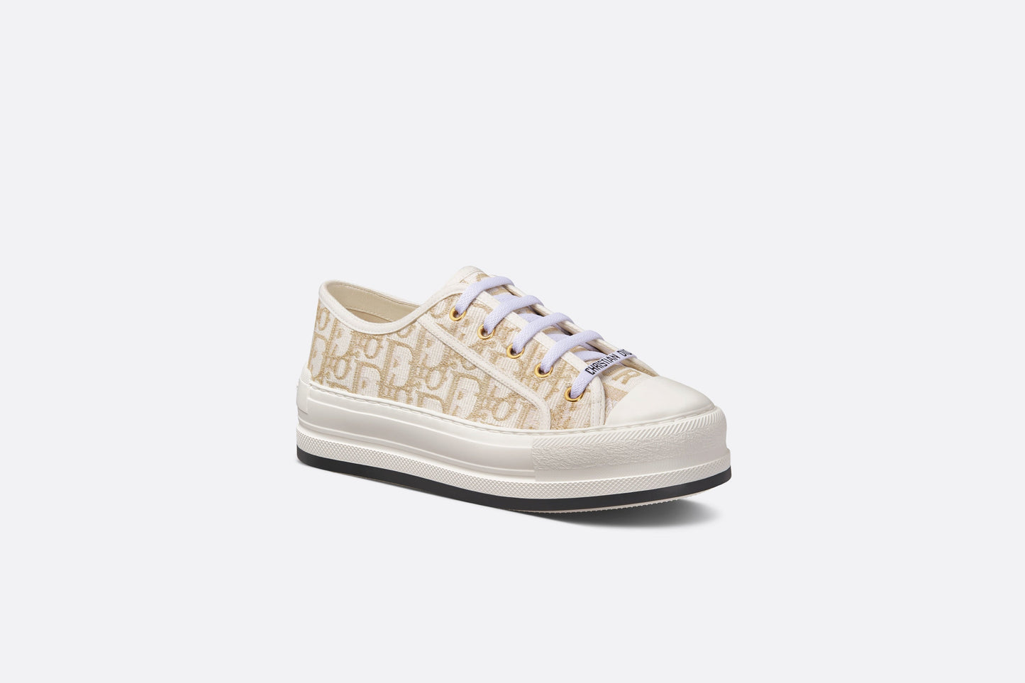 Walk'n'Dior Platform Sneaker • Gold-Tone Dior Oblique Cotton with Metallic Thread Embroidery
