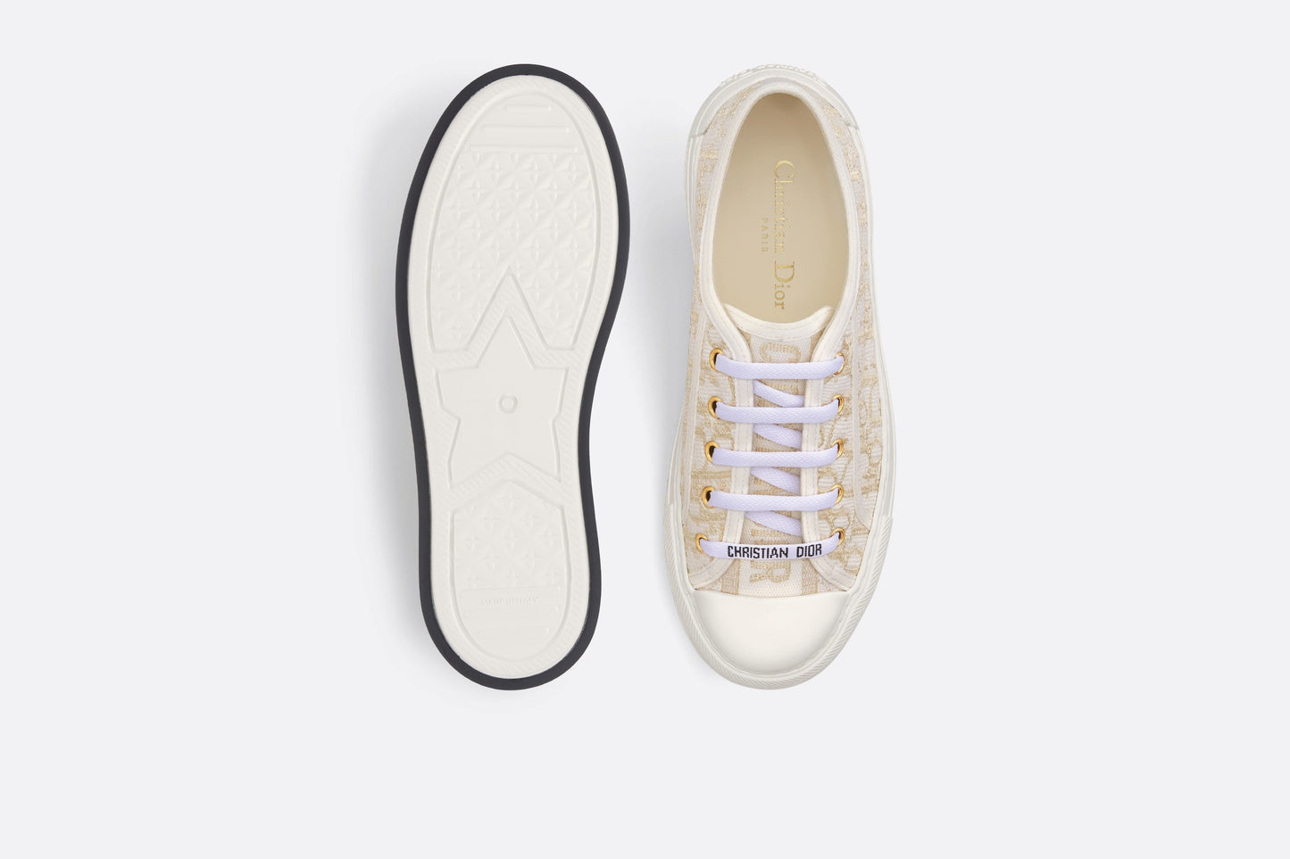 Walk'n'Dior Platform Sneaker • Gold-Tone Dior Oblique Cotton with Metallic Thread Embroidery