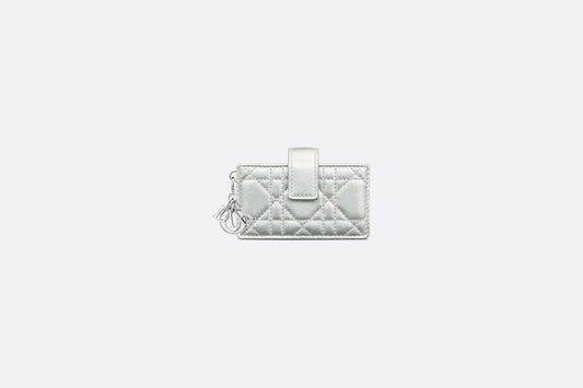 Lady Dior 5-Gusset Card Holder • Iridescent Metallic Silver-Tone Cannage Lambskin