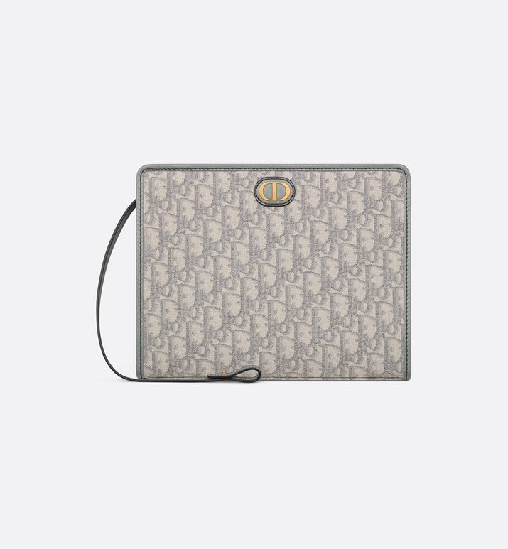 Medium 30 Montaigne Pouch • Gray Dior Oblique Jacquard