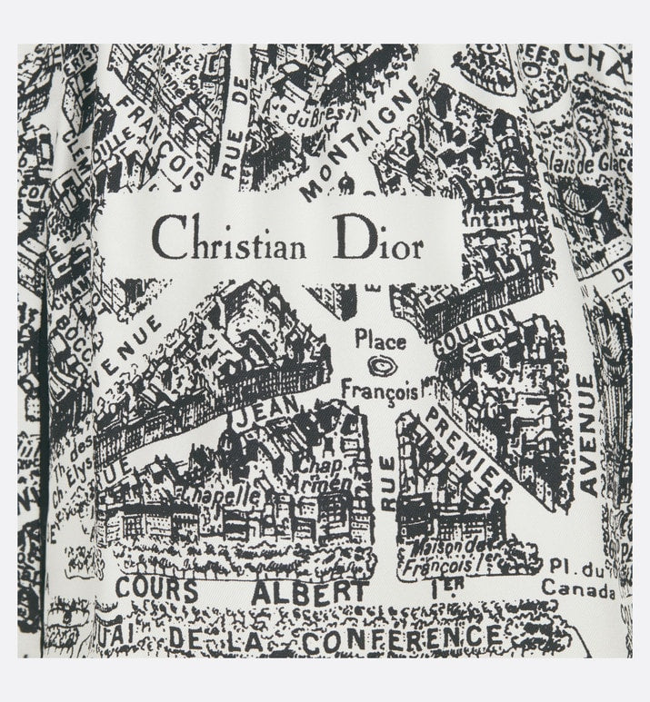 Shorts • White and Black Silk Twill with Plan de Paris Motif