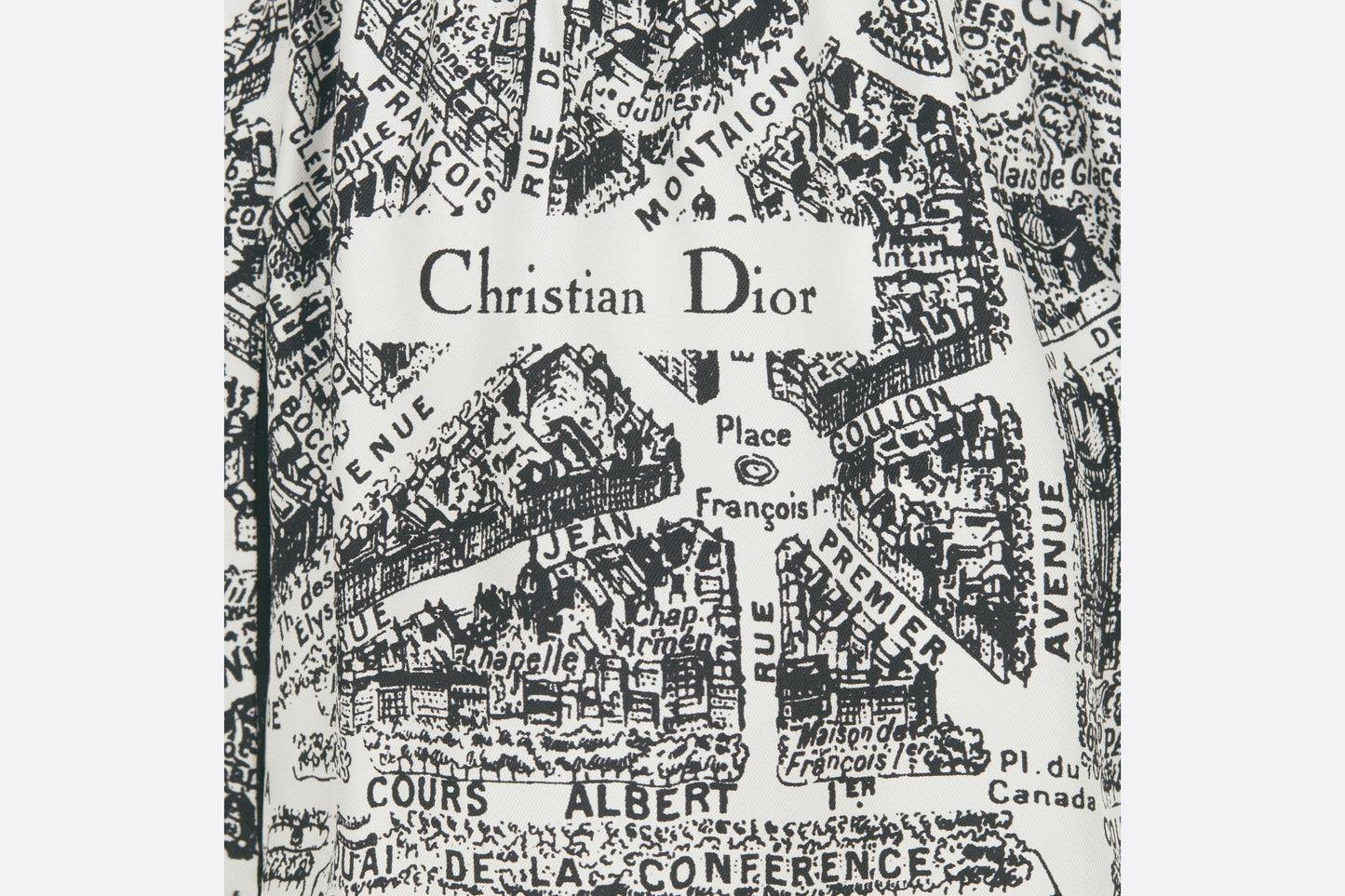 Shorts • White and Black Silk Twill with Plan de Paris Motif